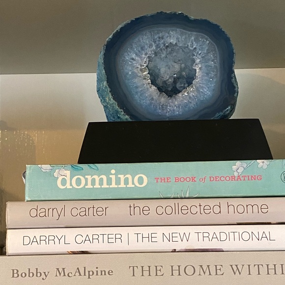 Blue Geode on Wood Block Stand - Picture 1 of 4